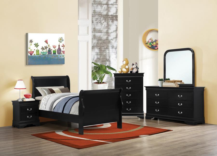

    
Traditional Black Solid Hardwood Twin Bedroom Set 3pcs Coaster 203961T Louis Philippe
