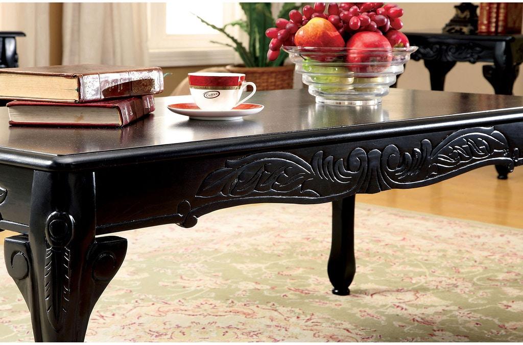 

    
Traditional Black Solid Wood Coffee Table Set 3pcs Furniture of America CM4914BK-3PK Cheshire
