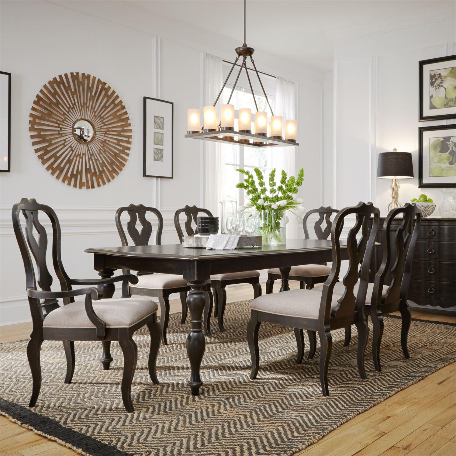 

    
Antique Black Finish Rectangular Dining Room Set 7 Pcs Chesapeake  493-DR-7RLS Liberty Furniture
