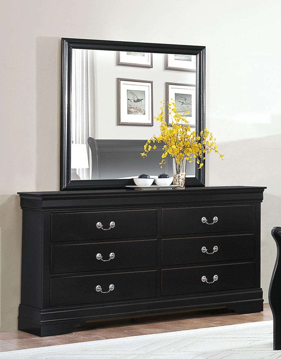 

    
Traditional Black Wood Dresser w/Mirror Homelegance 2147BK-5*6 Mayville
