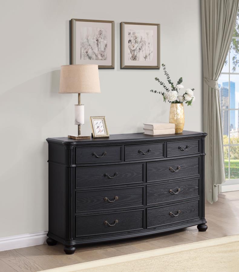 

    
Traditional Black Wood Dresser With Mirror 2PCS Coaster Celina 224763
