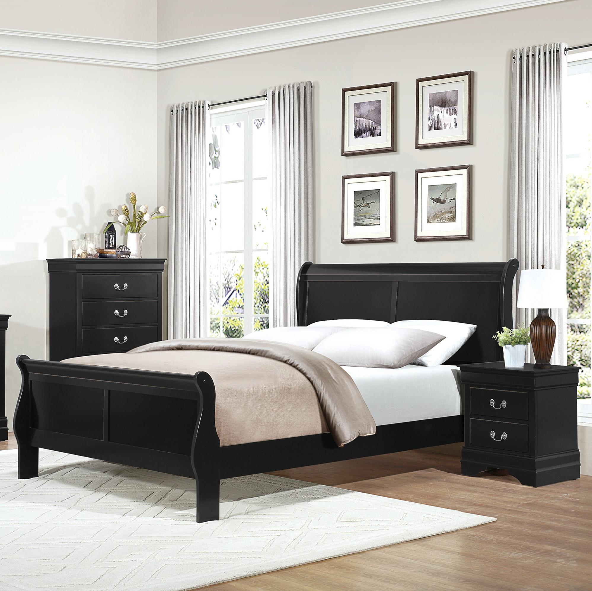 

    
Traditional Black Wood Queen Bedroom Set 3pcs Homelegance 2147BK-1* Mayville
