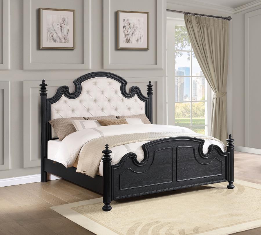 

    
Traditional Black Wood Queen Poster Bed Coaster Celina 224761Q
