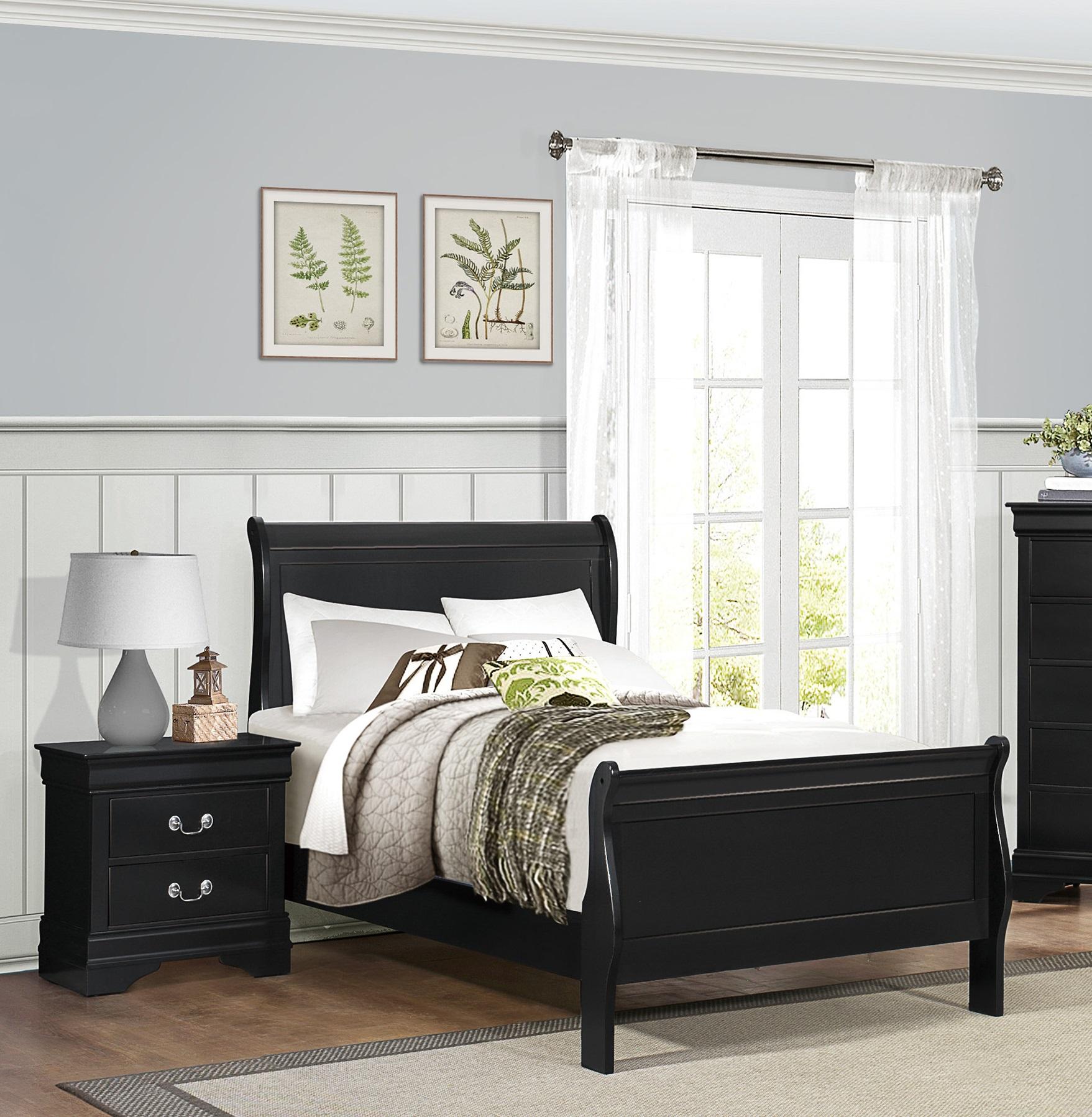 

    
Traditional Black Wood Twin Bedroom Set 3pcs Homelegance 2147TBK-1* Mayville
