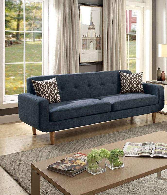 

    
Blue Fabric Sofa Loveseat Set 2-Pcs F6526  Poundex Traditional
