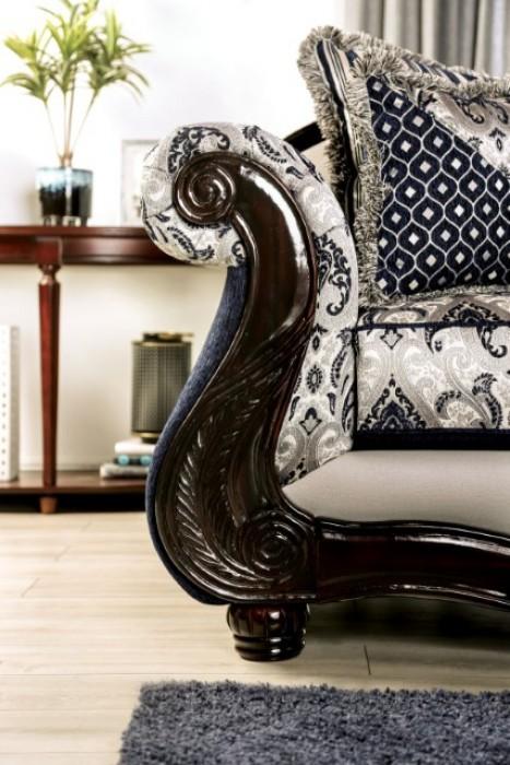 

    
Traditional Blue/Silver Solid Wood Sofa Furniture of America Montesilvano SM6448-SF-S
