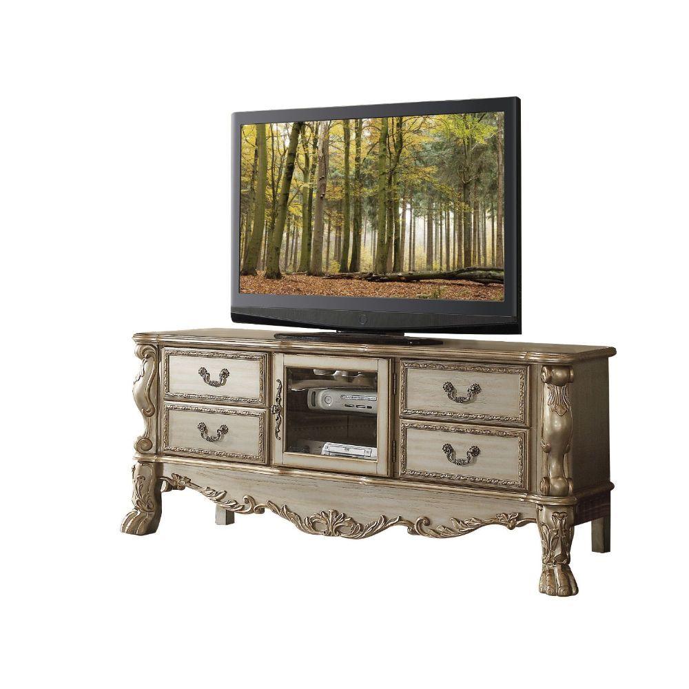Traditional TV Stand Dresden TV Stand 91333-TS 91333-TS in Bone, Gold 
