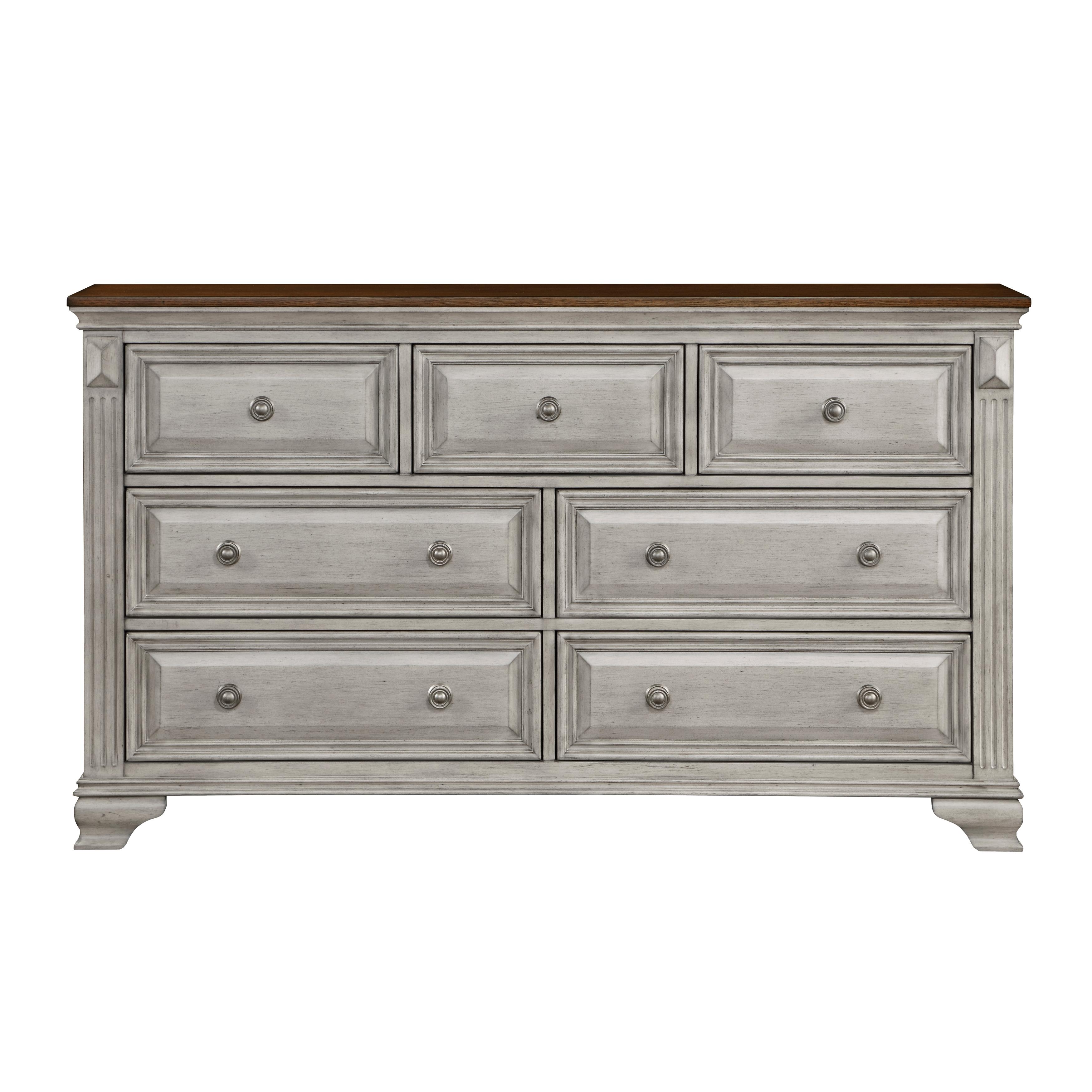 

    
Traditional Brown and Gray Wood Dresser With Mirror Homelegance Marquette 1449-5-D-2PCS
