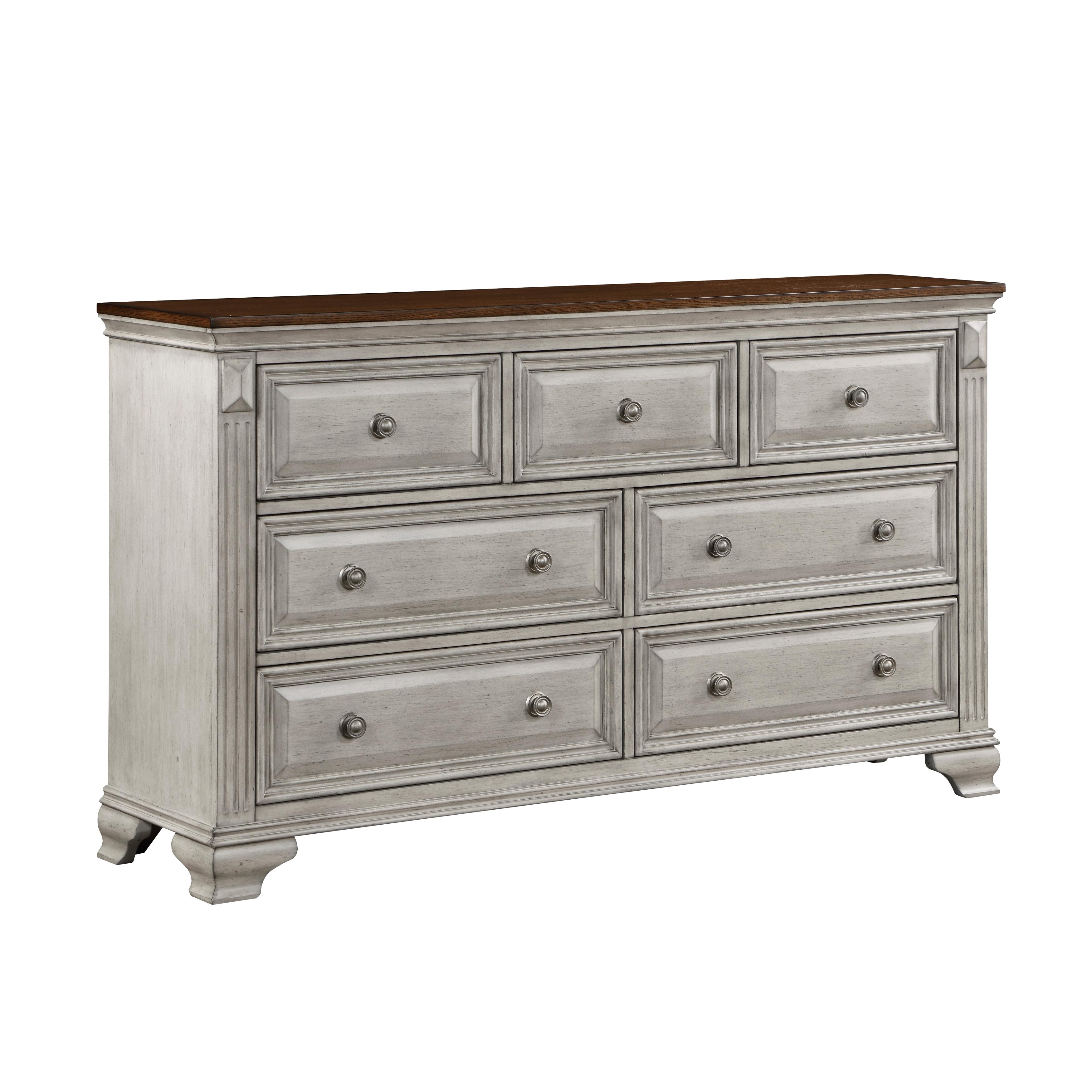 Traditional Dresser With Mirror Marquette Dresser With Mirror 1449-5-D-2PCS 1449-5-D-2PCS in Gray, Brown 