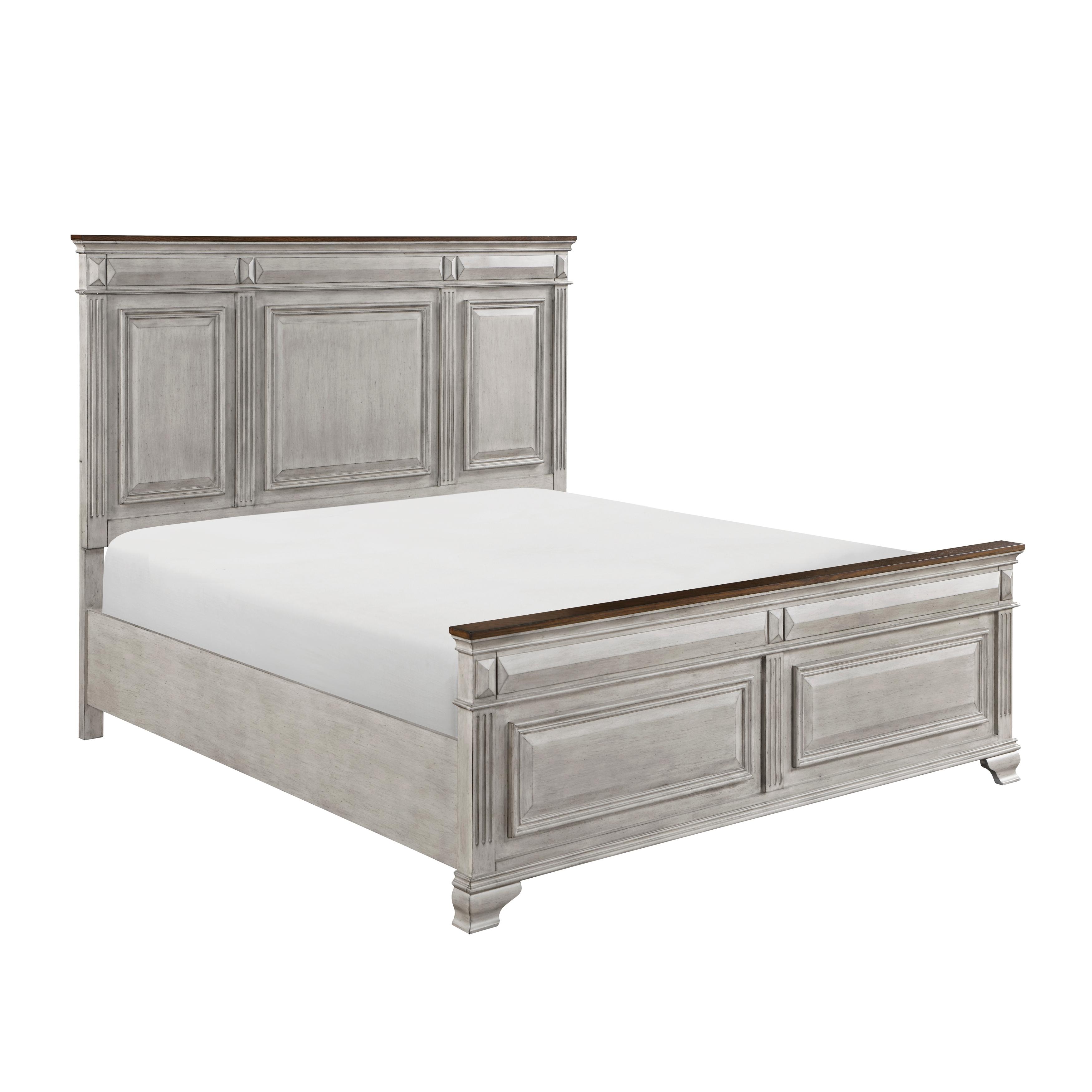 Traditional Panel Bed Marquette King Bed 1449K-1EK-EK 1449K-1EK-EK in Gray, Brown 
