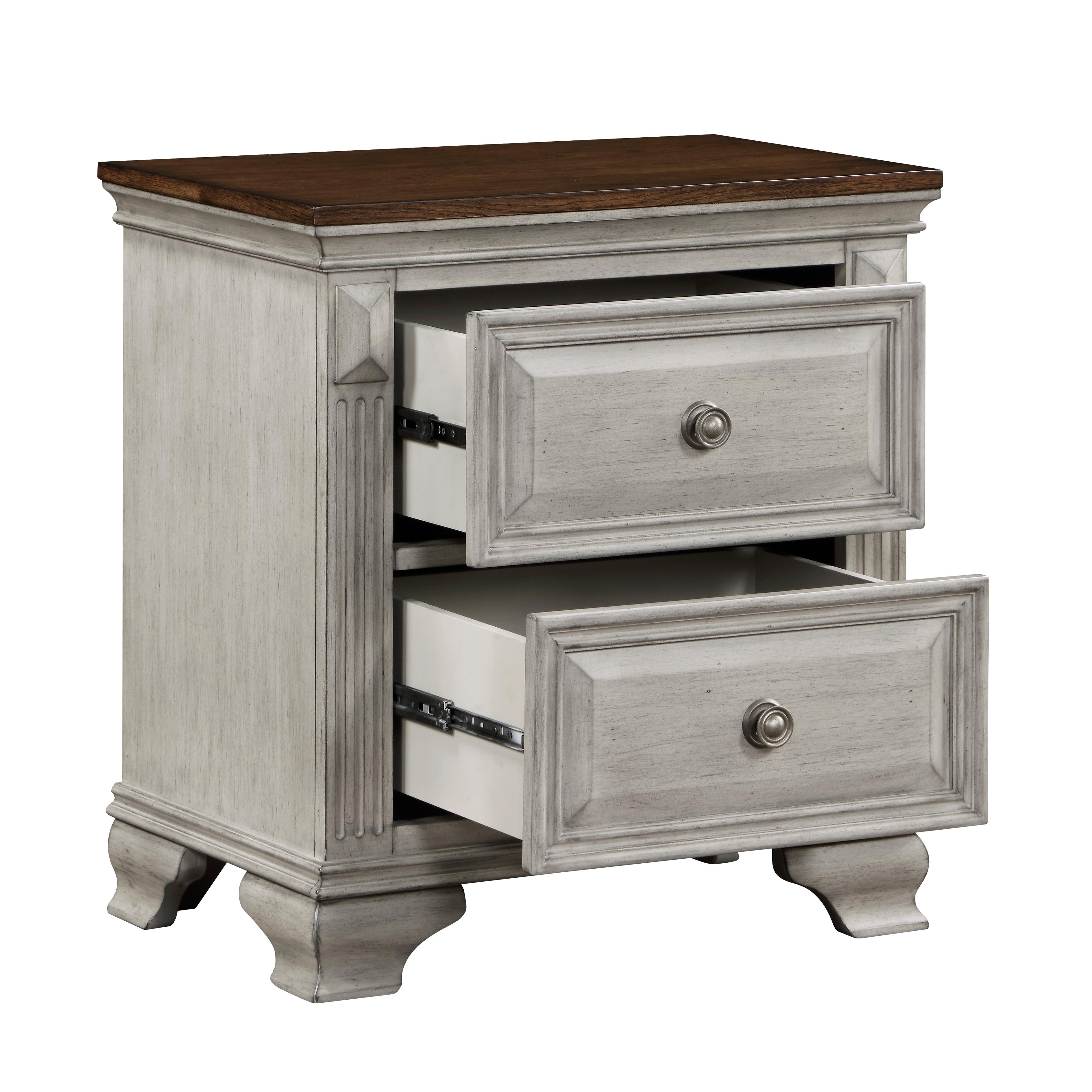 

    
Traditional Brown and Gray Wood Nightstand Homelegance Marquette 1449-4-N
