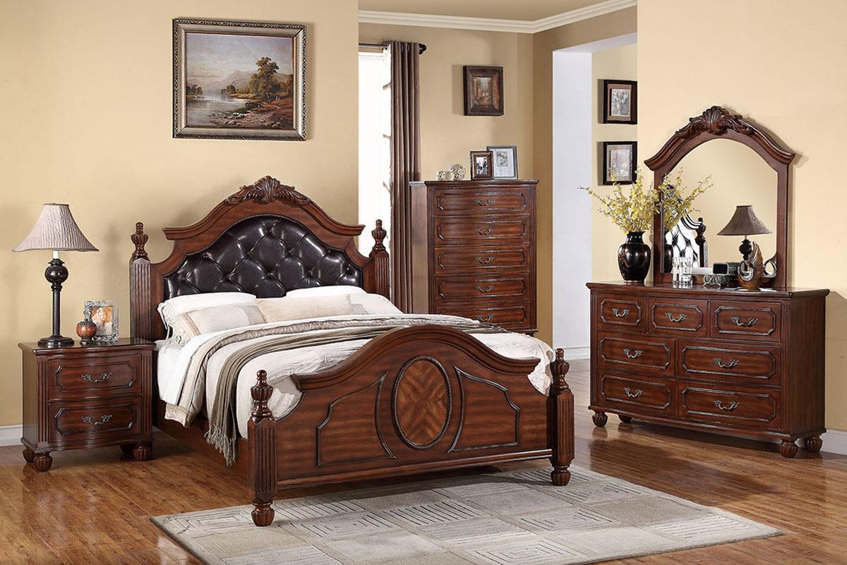 

    
Brown,Black Faux Leather  C.King Bed F9142 Poundex Traditional
