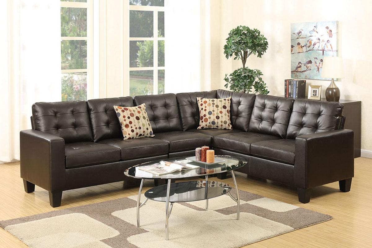 Modern, Traditional 4-Pcs Modular Sectional F6939 F6939 in Brown Bonded Leather