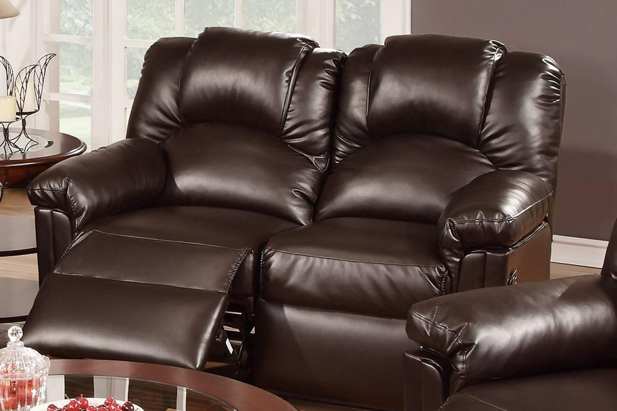 

    
Brown Bonded Leather Motion Loveseat F6674 Poundex Contemporary
