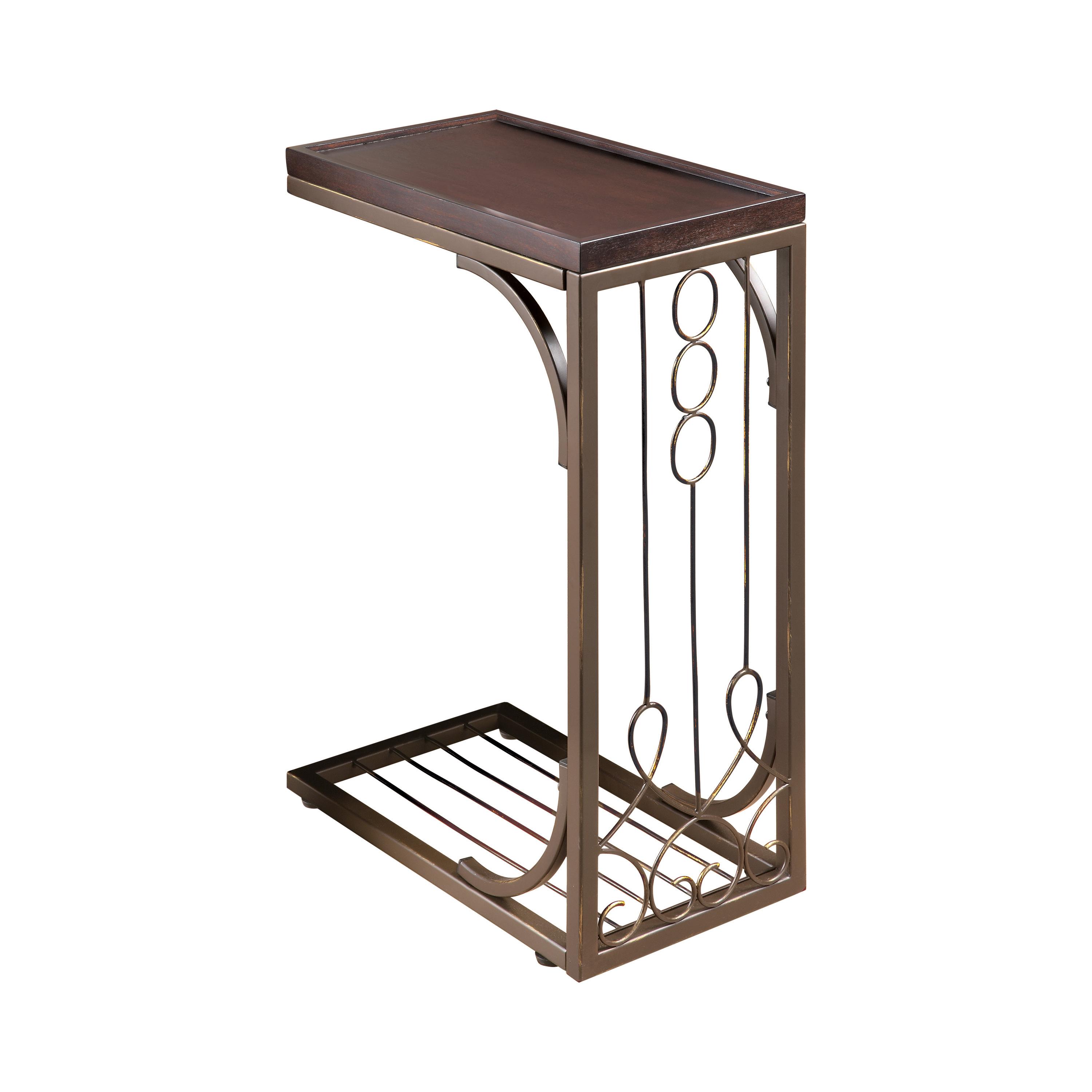 

    
Traditional Brown & Burnished Copper Metal End Table Coaster 900280
