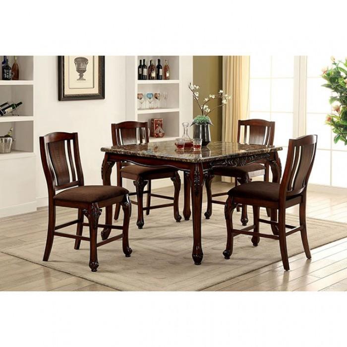 

    
Traditional Brown Cherry Faux Marble Counter Height Table Furniture of America CM3873PT Johannesburg
