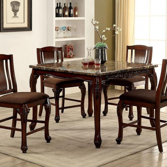 

    
Traditional Brown Cherry Faux Marble Counter Height Table Furniture of America CM3873PT Johannesburg
