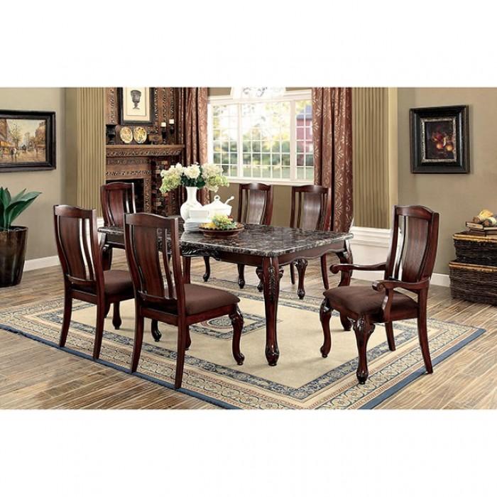 

    
Traditional Brown Cherry Faux Marble Dining Table Furniture of America CM3873T Johannesburg
