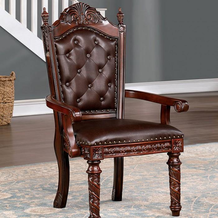 Traditional Dining Arm Chair CM3144AC Canyonville CM3144AC in Dark Cherry Leatherette