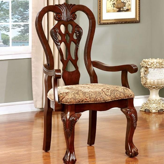 

    
Traditional Brown Cherry Solid Wood Arm Chairs Set 2pcs Furniture of America CM3212AC-2PK Elana
