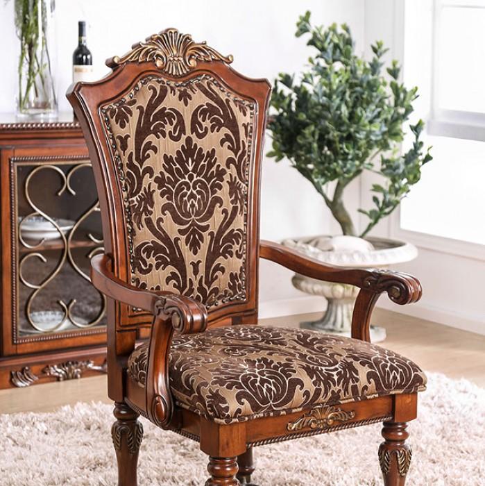 

    
Traditional Brown Cherry Solid Wood Arm Chairs Set 2pcs Furniture of America CM3788AC-2PK Lucie
