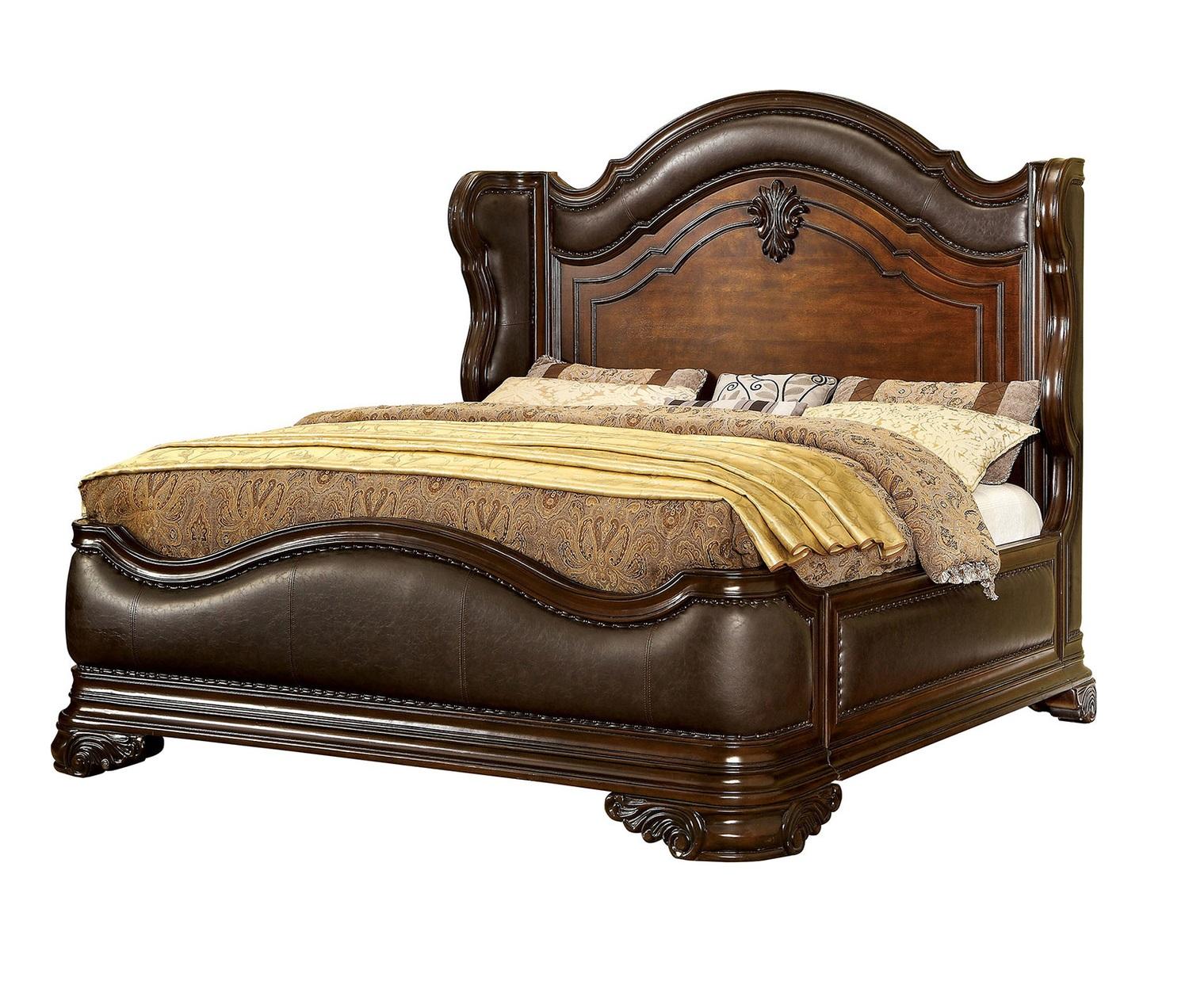 Traditional Platform Bed CM7859-CK Arcturus CM7859-CK in Cherry Leatherette