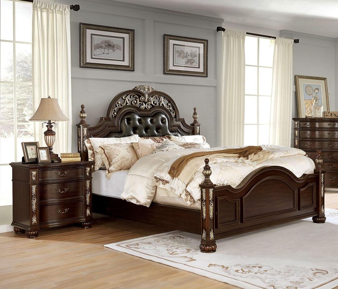 

    
Traditional Brown Cherry Solid Wood CAL Bedroom Set 3pcs Furniture of America CM7926 Theodor
