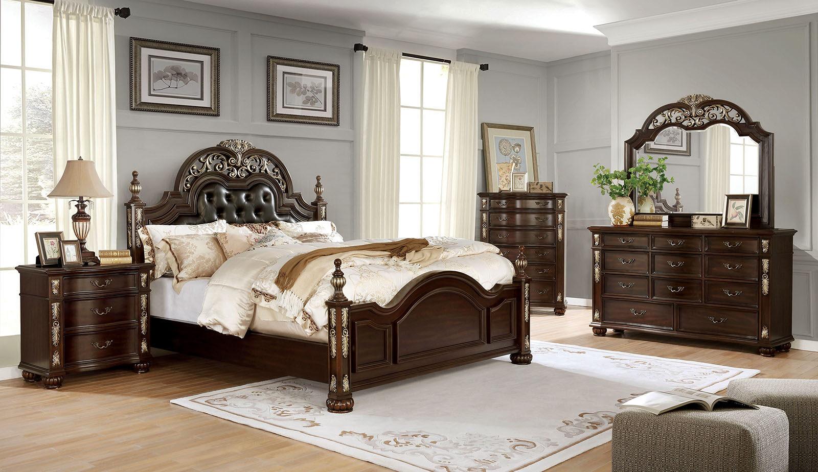 

    
Traditional Brown Cherry Solid Wood CAL Bedroom Set 5pcs Furniture of America CM7926 Theodor
