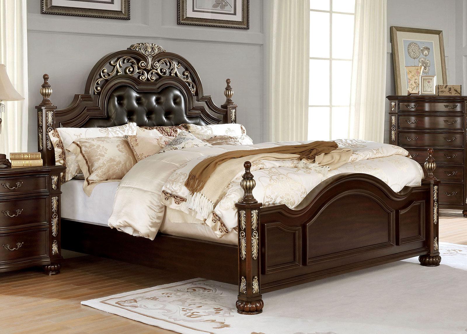 

    
Traditional Brown Cherry Solid Wood CAL Bedroom Set 5pcs Furniture of America CM7926 Theodor
