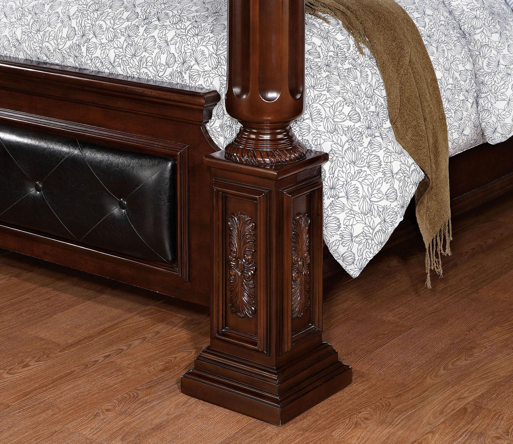 

    
Traditional Brown Cherry Solid Wood Poster CAL Bedroom Set 6pcs Furniture of America CM7271-CK Mandalay
