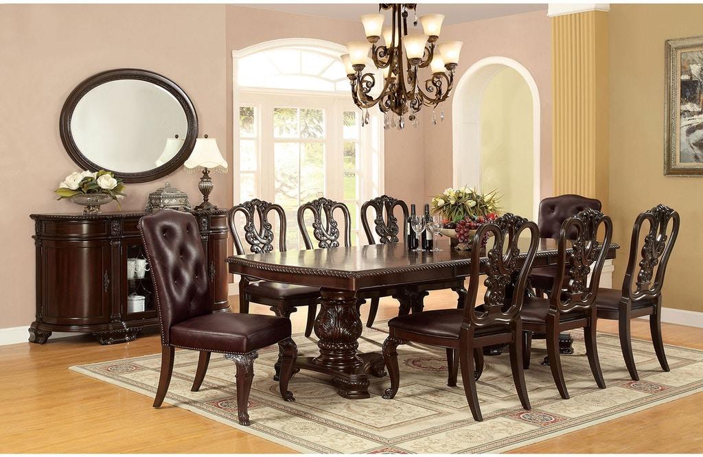 

    
Traditional Brown Cherry Solid Wood Dining Rom Set 9pcs Furniture of America Bellagio
