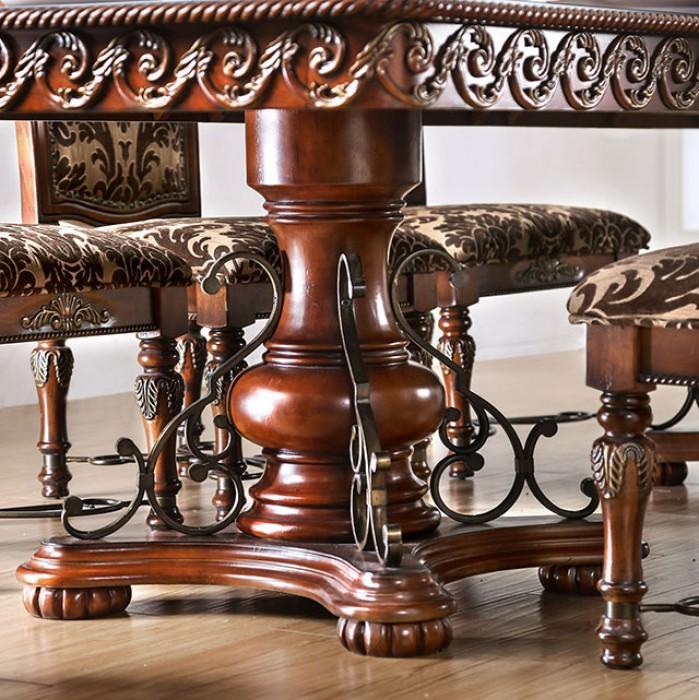 

                    
Buy Traditional Brown Cherry Solid Wood Dining Room Set 7pcs Furniture of America Lucie
