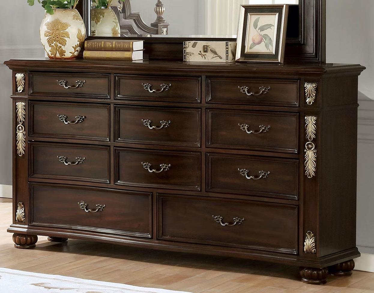 

    
Traditional Brown Cherry Solid Wood Dresser Furniture of America CM7926D Theodor
