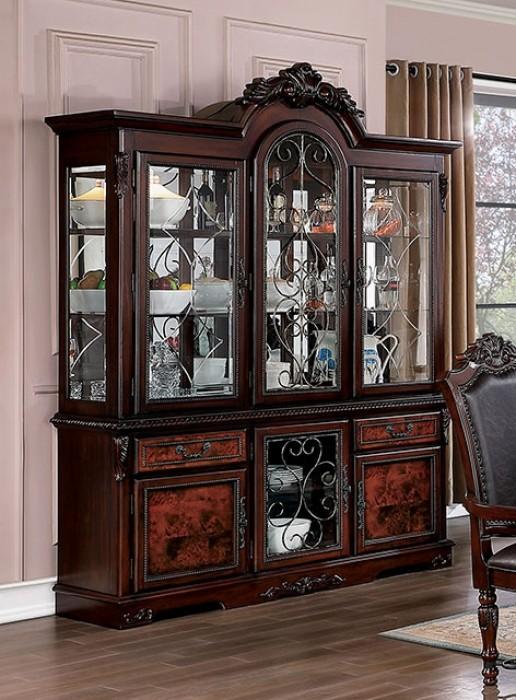 

    
Traditional Brown Cherry Solid Wood Hutch & Buffet Furniture of America CM3147HB Picardy
