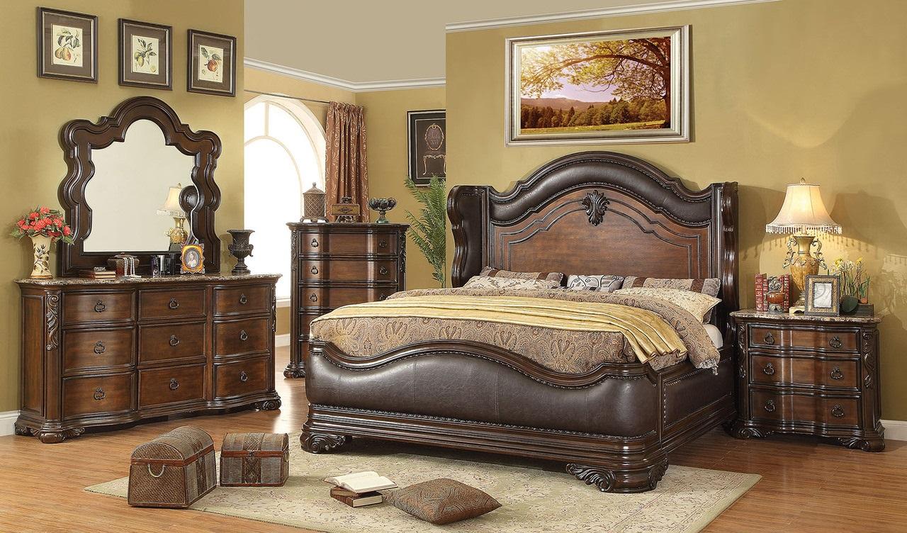 

    
Traditional Brown Cherry Solid Wood King Bedroom Set 3pcs Furniture of America CM7859 Arcturus
