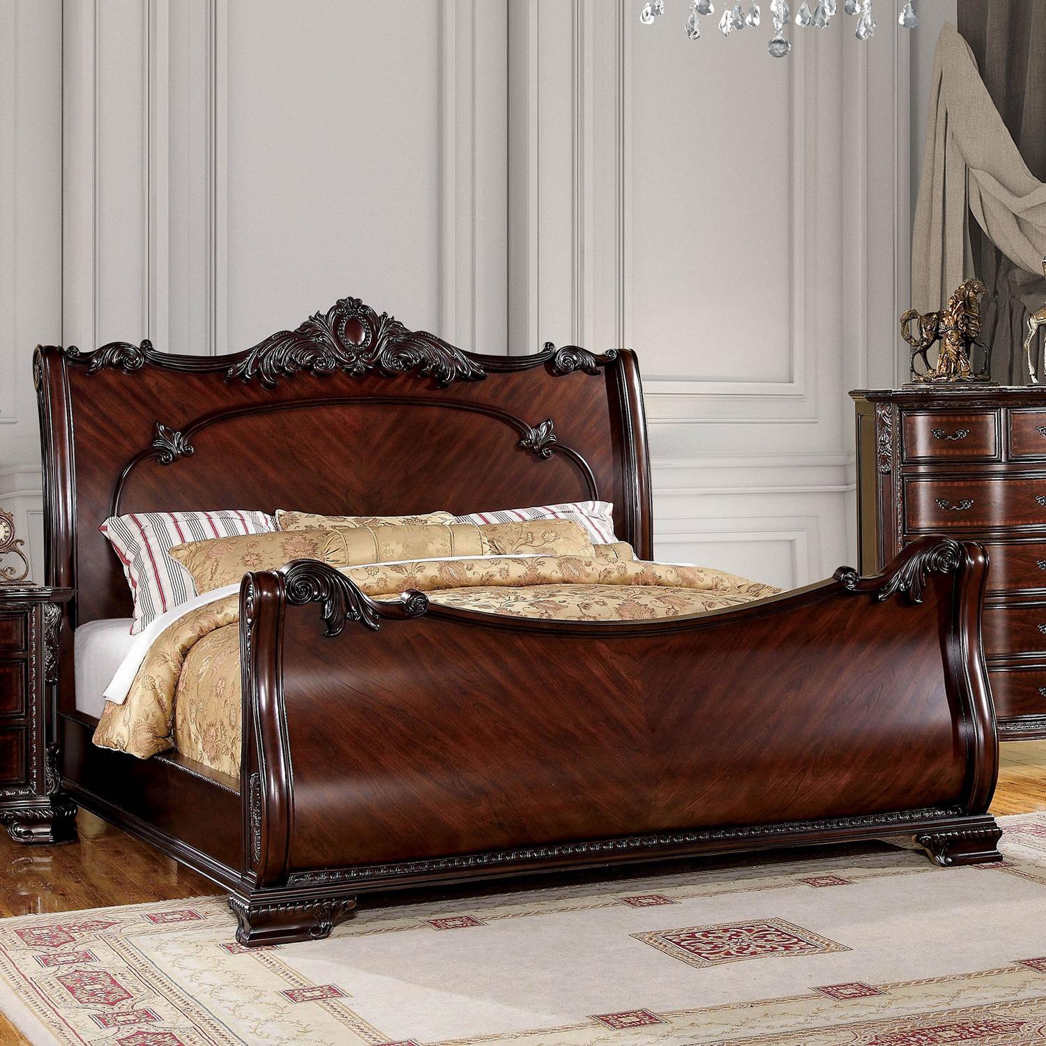 

    
Traditional Brown Cherry Solid Wood King Bedroom Set 5pcs Furniture of America CM7277-EK Bellefonte
