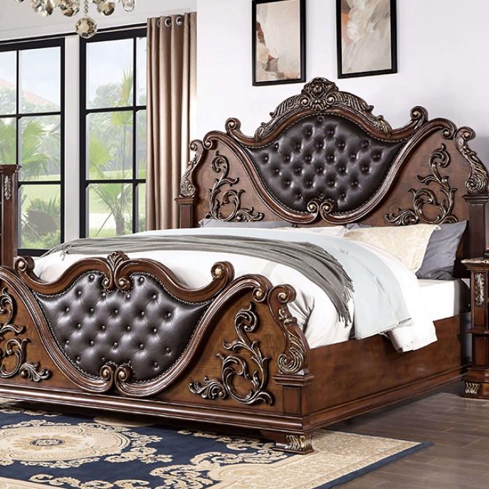 

    
Traditional Brown Cherry Solid Wood King Platform Bed Furniture of America Esparanza CM7478CH-EK
