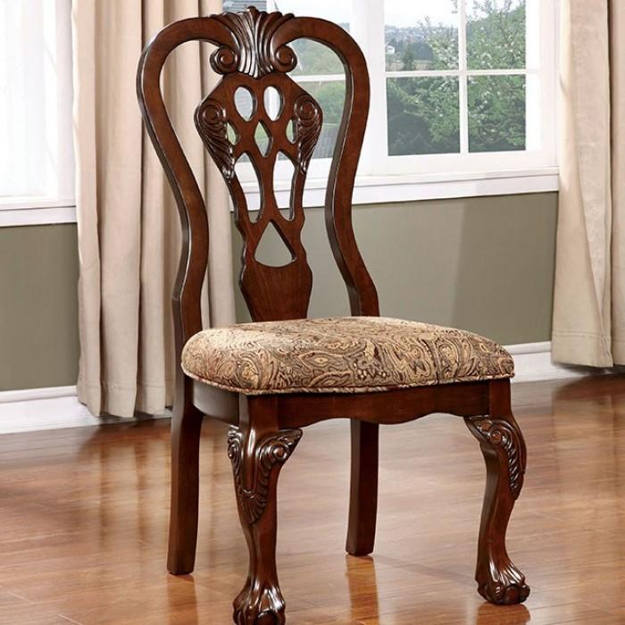 Traditional Dining Chair Set CM3212SC-2PK Elana CM3212SC-2PK in Brown Fabric