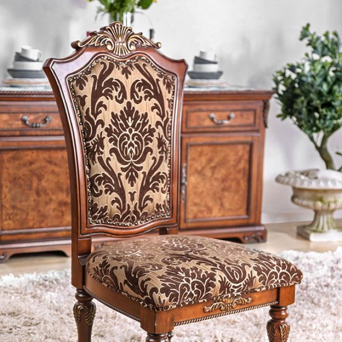 Traditional Dining Chair Set CM3788SC-2PK Lucie CM3788SC-2PK in Brown Fabric