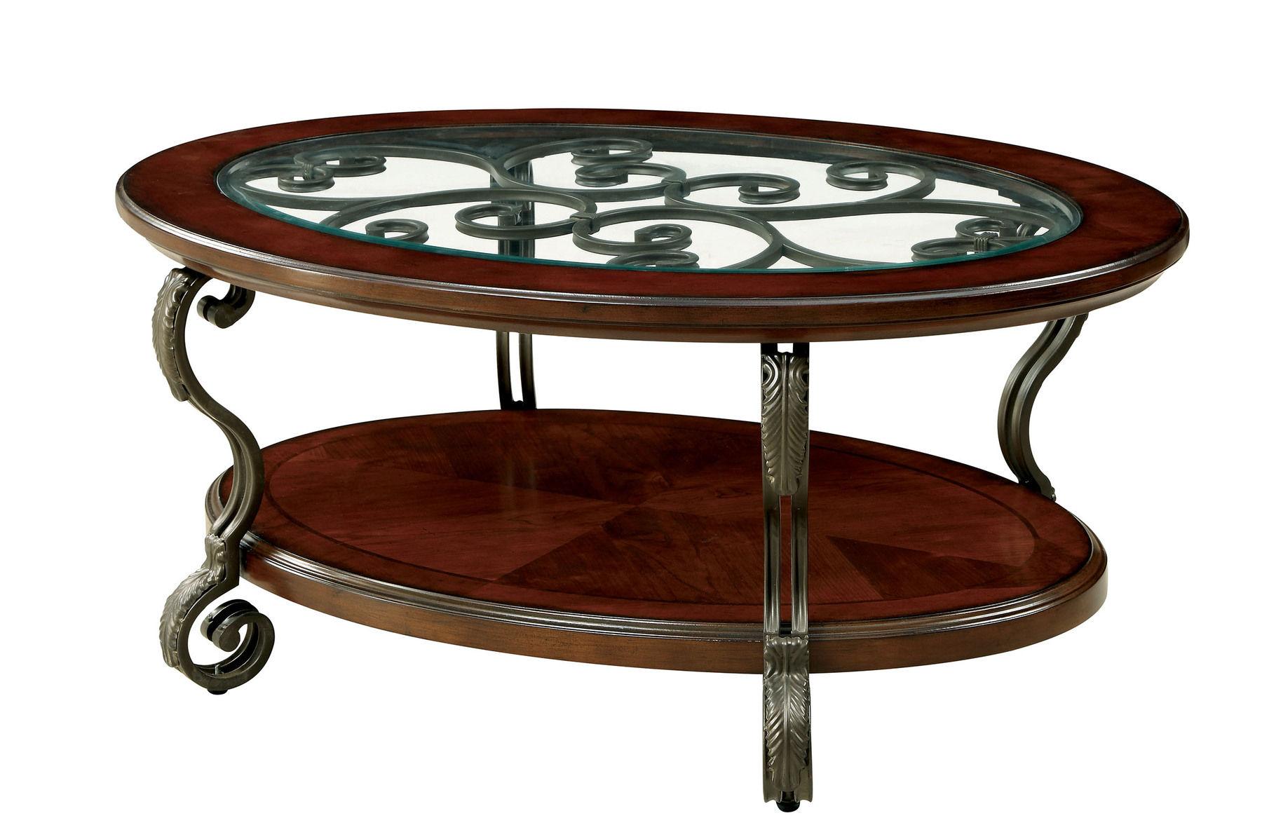 

    
Traditional Brown Cherry Wood Coffee Table Furniture of America CM4326C May
