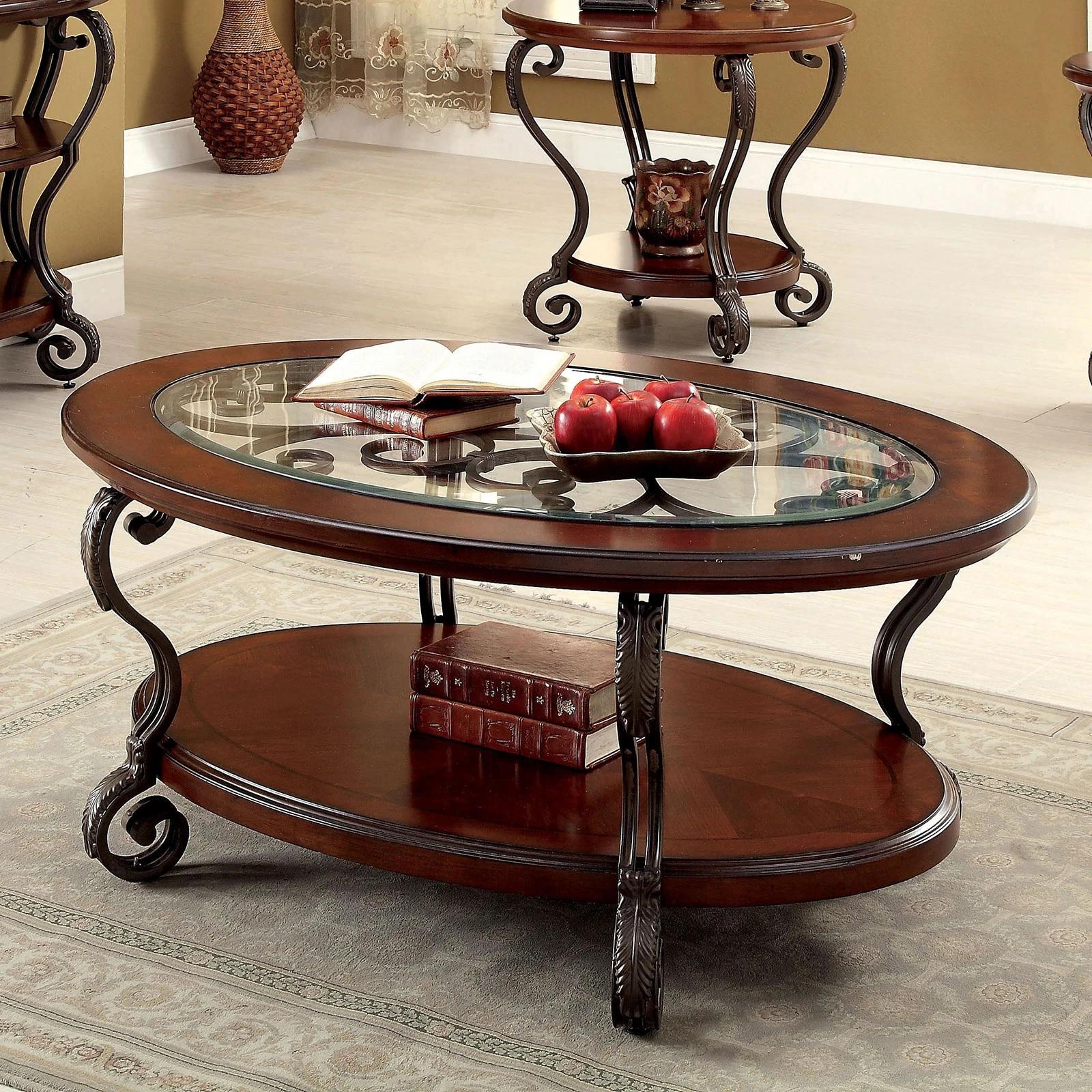 

    
Traditional Brown Cherry Wood Coffee Table Furniture of America CM4326C May
