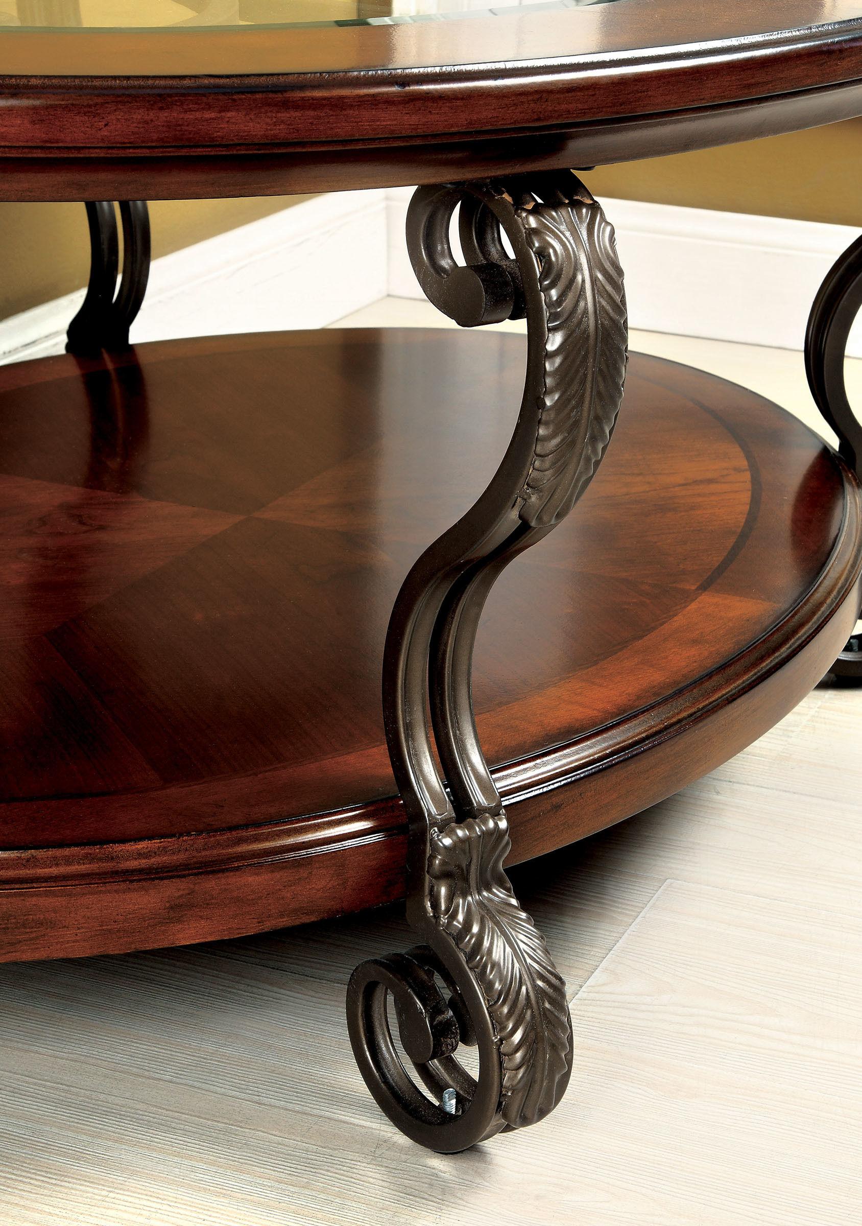 

                    
Buy Traditional Brown Cherry Wood Coffee Table Set 3pcs w/Side Table Furniture of America May
