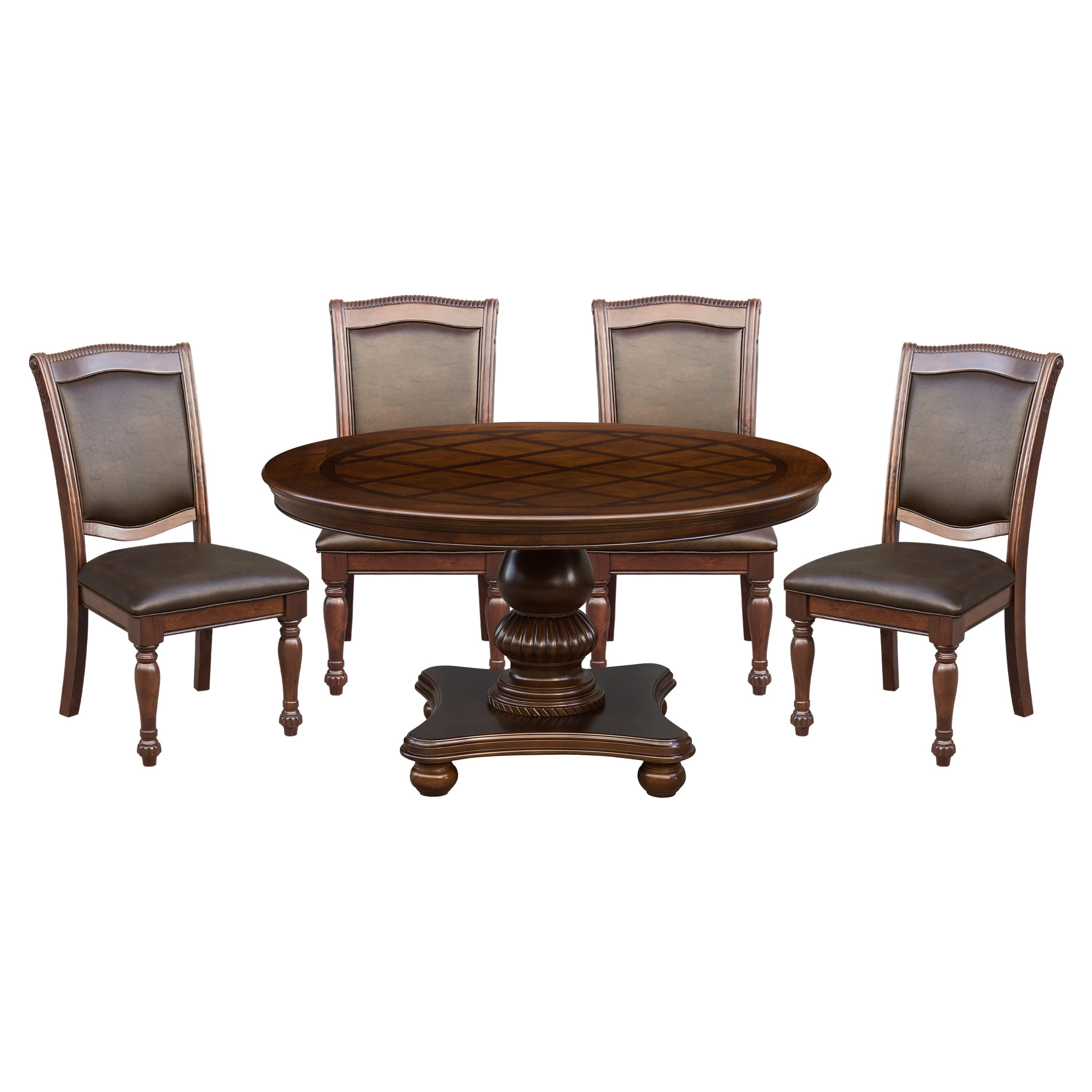 Traditional Dining Room Set 5473-54*5PC Lordsburg 5473-54*5PC in Cherry Faux Leather
