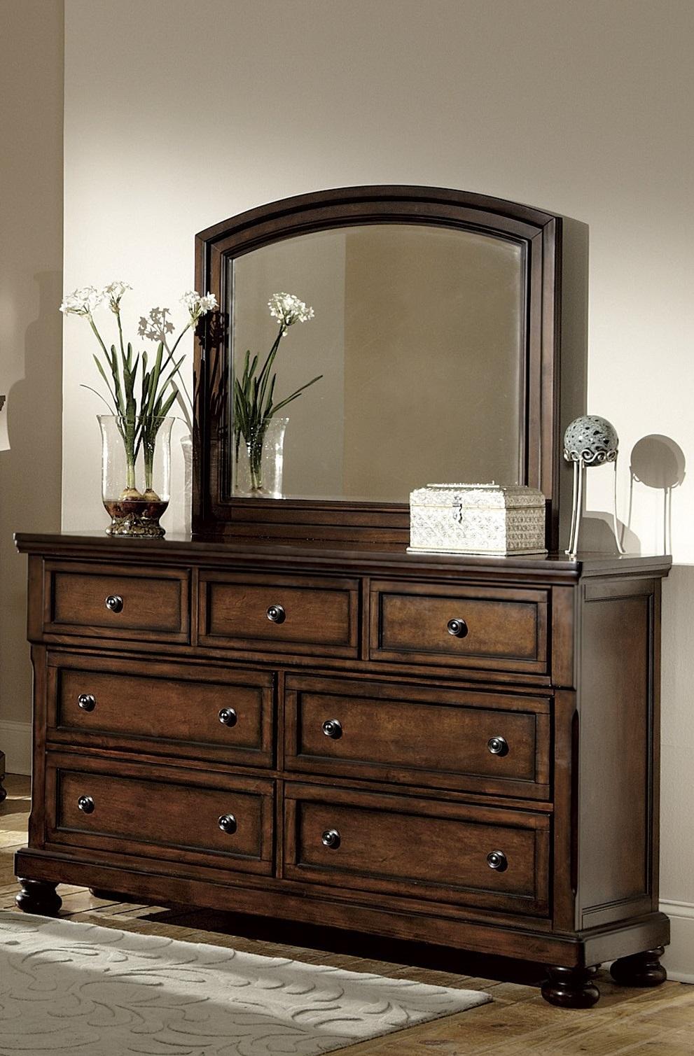 Traditional Dresser w/Mirror 2159-5*6-2PC Cumberland 2159-5*6-2PC in Cherry 