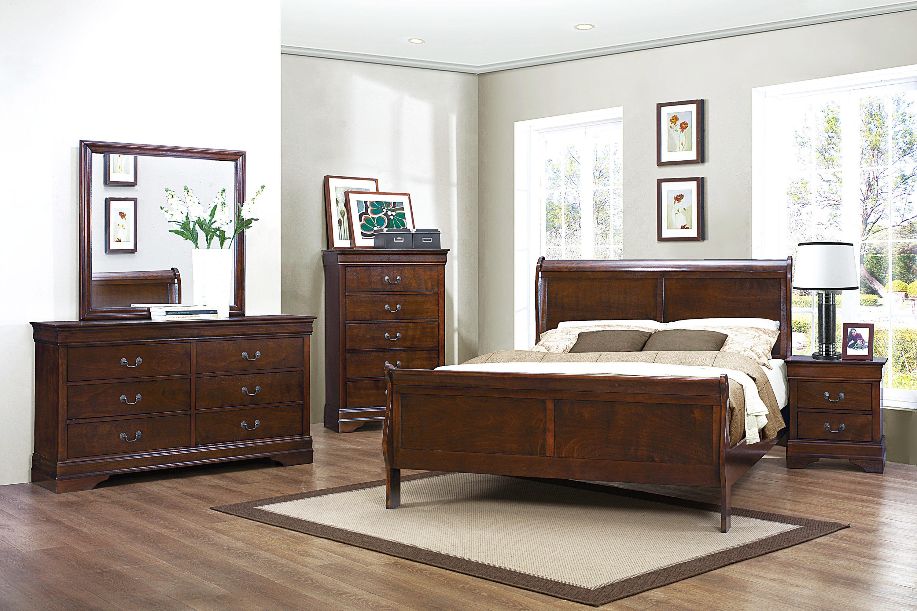 

    
Traditional Brown Cherry Wood Queen Bedroom Set 5pcs Homelegance 2147-1* Mayville
