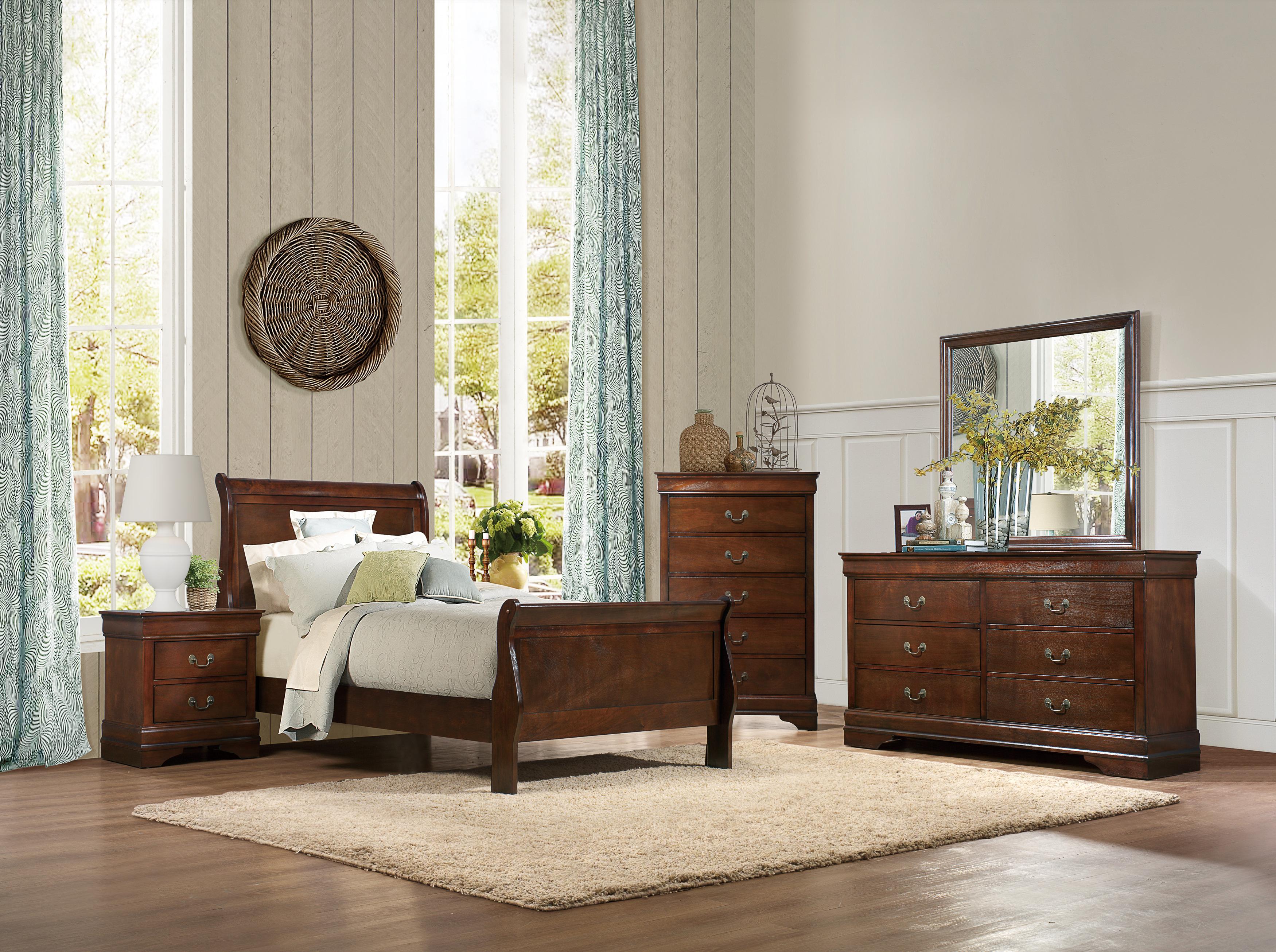 

    
Traditional Brown Cherry Wood Twin Bedroom Set 6pcs Homelegance 2147T-1* Mayville
