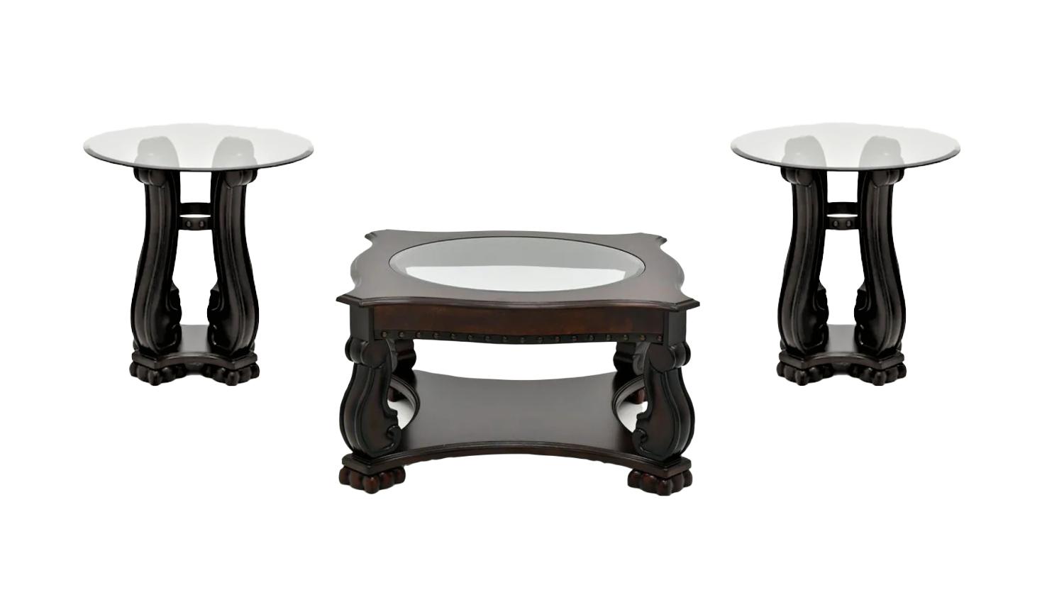 Traditional,  Vintage Coffee Table and 2 End Tables Madison 4320-04-3pcs in Rustic Brown 