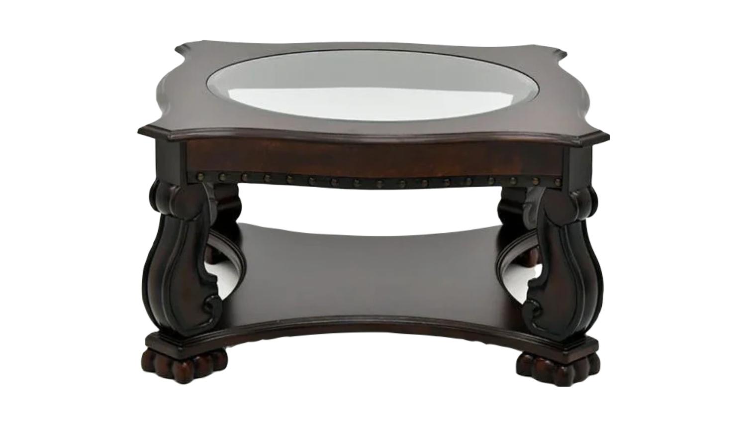 

    
Traditional Brown Coffee Table w/ Glass Top by Crown Mark Madison 4320-04
