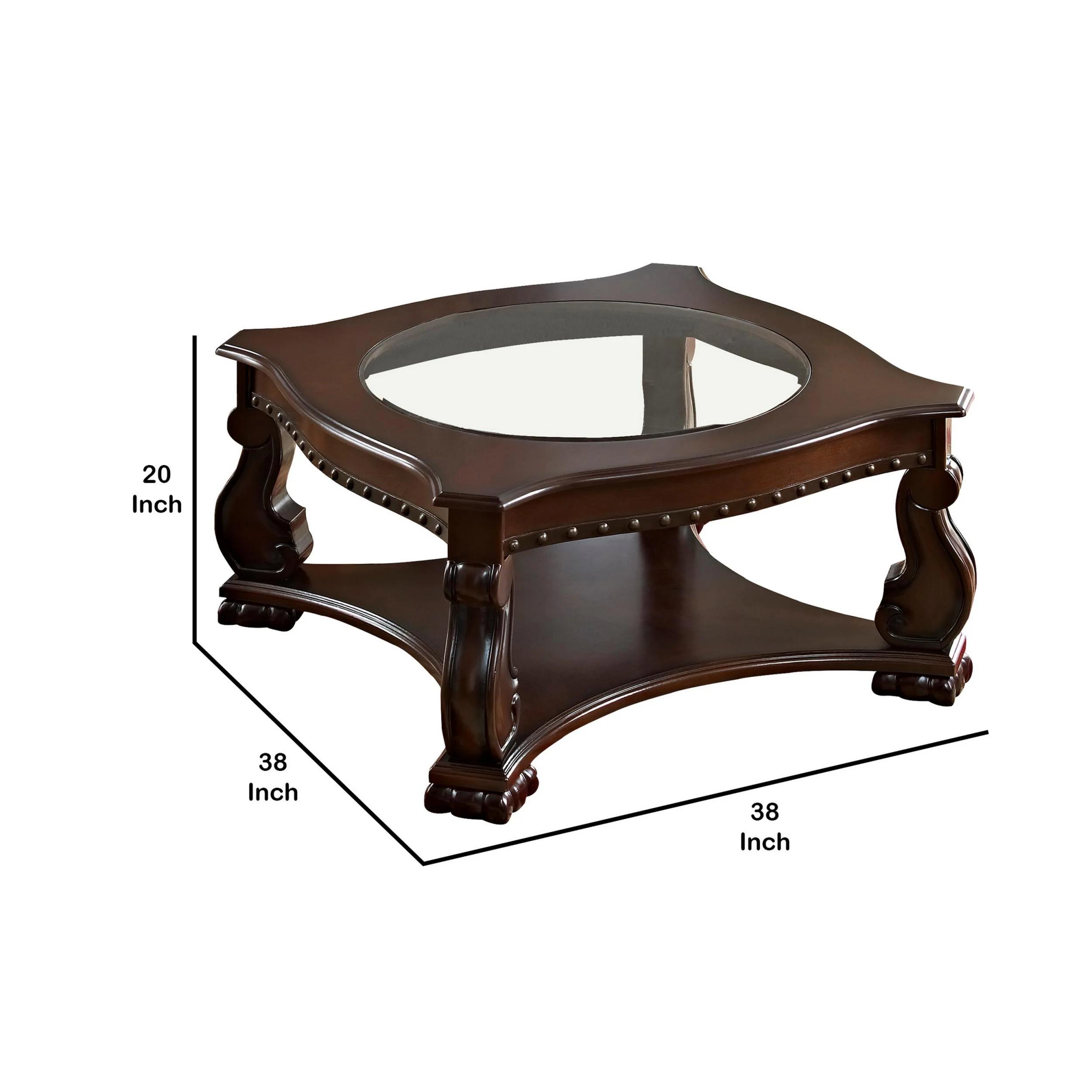

    
4320-04 Traditional Brown Coffee Table w/ Glass Top by Crown Mark Madison 4320-04
