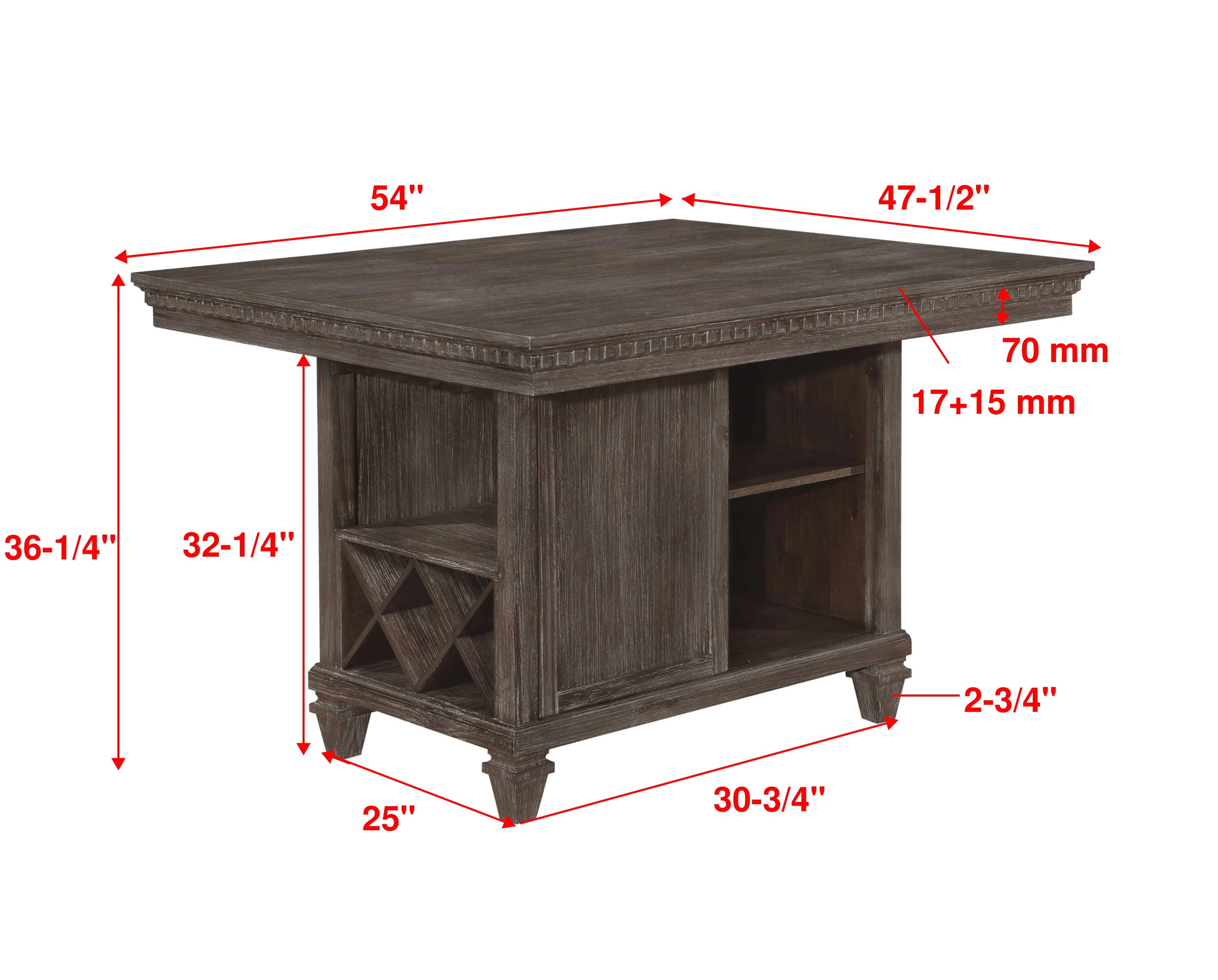

    
Traditional Brown Counter Height Table by Crown Mark Regent 2772T-4854
